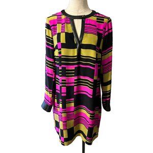 Anthropologie Alice & Trixie Silk Shift Dress Medium Black Green Pink